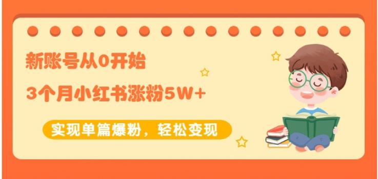 新账号从0开始3个月小红书涨粉5W 实现单篇爆粉，轻松变现（干货）-天天资源网