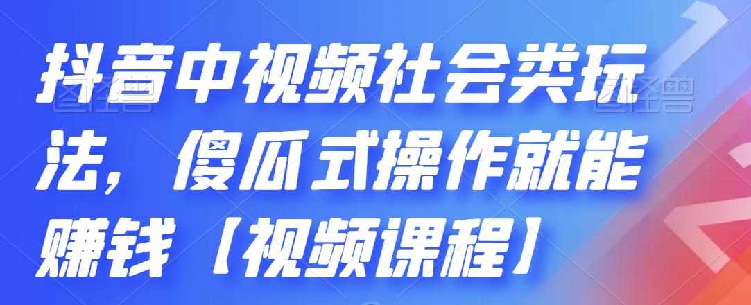 抖音中视频社会类玩法，傻瓜式操作就能赚钱【视频课程】-天天资源网