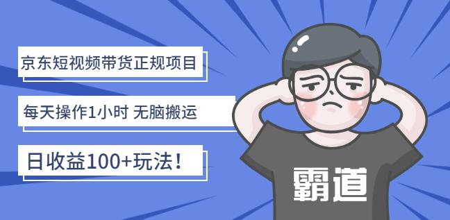 京东短视频带货正规项目：每天操作1小时无脑搬运日收益100 玩法！-天天资源网