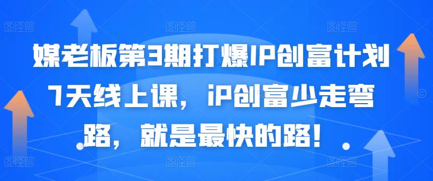 媒老板第3期打爆IP创富计划7天线上课，iP创富少走弯路，就是最快的路！-天天资源网