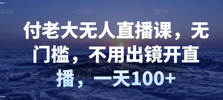 付老大无人直播课，无门槛，不用出镜开直播，一天100-天天资源网