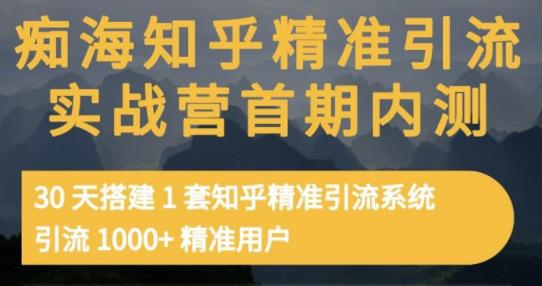 痴海知乎精准引流实战营1-2期，30天搭建1套知乎精准引流系统，引流1000 精准用户-天天资源网