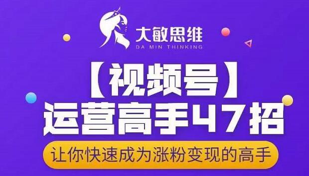 大敏思维-视频号运营高手47招，让你快速成为涨粉变现高手-天天资源网