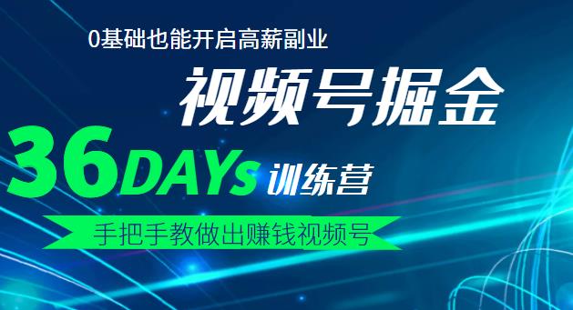 【视频号掘金营】36天手把手教做出赚钱视频号，0基础也能开启高薪副业-天天资源网