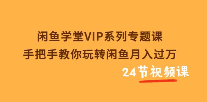 闲鱼学堂VIP系列专题课：手把手教你玩转闲鱼月入过万（共24节视频课）-天天资源网