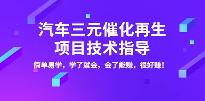 汽车三元催化再生项目技术指导，简单易学，学了就会，会了能赚，很好赚！-天天资源网