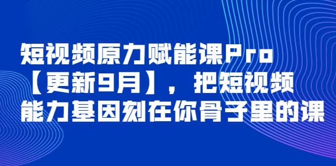 短视频原力赋能课Pro【更新9月】，把短视频能力基因刻在你骨子里的课-天天资源网