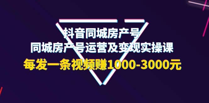 抖音同城房产号，同城房产号运营及变现实操课，每发一条视频赚1000-3000元-天天资源网