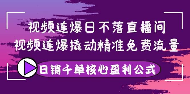 视频连爆日不落直播间，视频连爆撬动精准免费流量，日销千单核心盈利公式-天天资源网