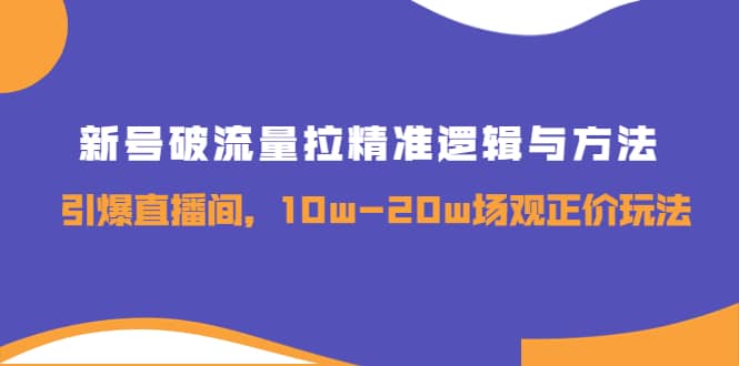 新号破流量拉精准逻辑与方法，引爆直播间，10w-20w场观正价玩法-天天资源网