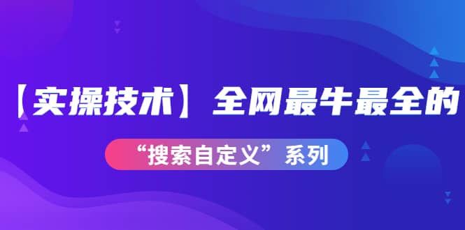 【实操技术】全网最牛最全的“搜索自定义”系列！价值698元-天天资源网