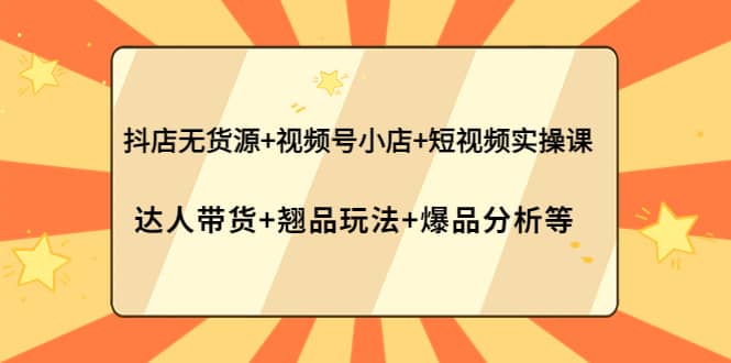 抖店无货源 视频号小店 短视频实操课：达人带货 翘品玩法 爆品分析等-天天资源网