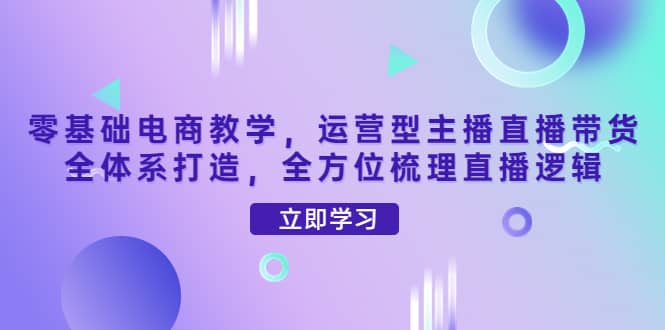 零基础电商教学，运营型主播直播带货全体系打造，全方位梳理直播逻辑-天天资源网