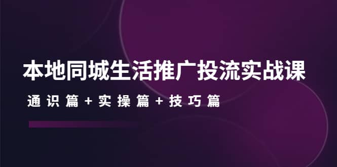 本地同城生活推广投流实战课：通识篇 实操篇 技巧篇-天天资源网