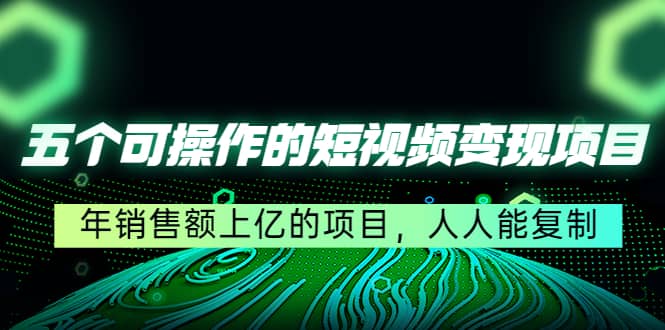 五个可操作的短视频变现项目：年销售额上亿的项目，人人能复制-天天资源网