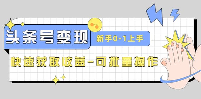 2023头条号实操变现课：新手0-1轻松上手，快速获取收益-可批量操作-天天资源网