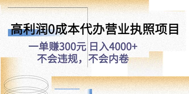 高利润0成本代办营业执照项目：不会违规，不会内卷-天天资源网