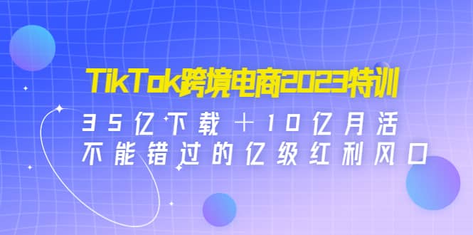 TikTok跨境电商2023特训：35亿下载＋10亿月活，不能错过的亿级红利风口-天天资源网