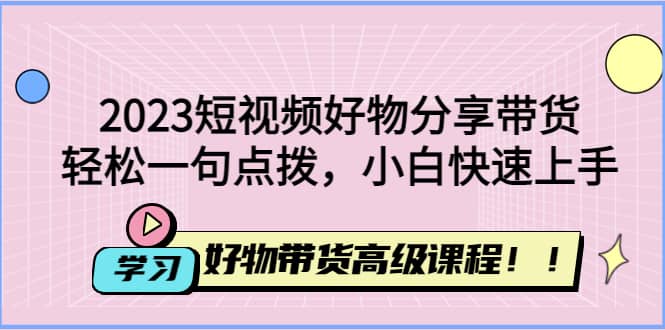 2023短视频好物分享带货，好物带货高级课程，轻松一句点拨，小白快速上手-天天资源网