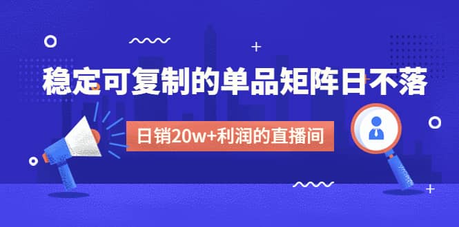 某电商线下课程，稳定可复制的单品矩阵日不落，做一个日销20w 利润的直播间-天天资源网