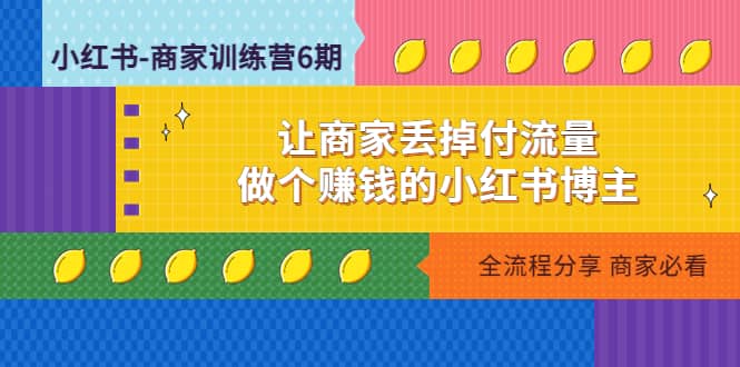 小红书-商家训练营12期：让商家丢掉付流量-天天资源网