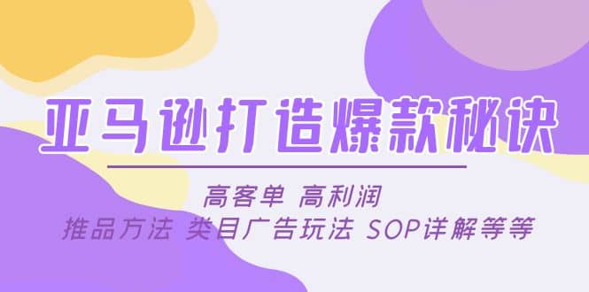 亚马逊打造爆款秘诀：高客单 高利润 推品方法 类目广告玩法 SOP详解等等-天天资源网