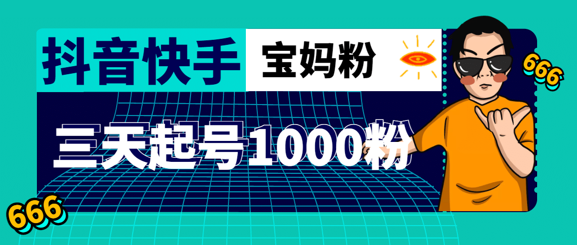 抖音快手三天起号涨粉1000宝妈粉丝的核心方法【详细玩法教程】-天天资源网