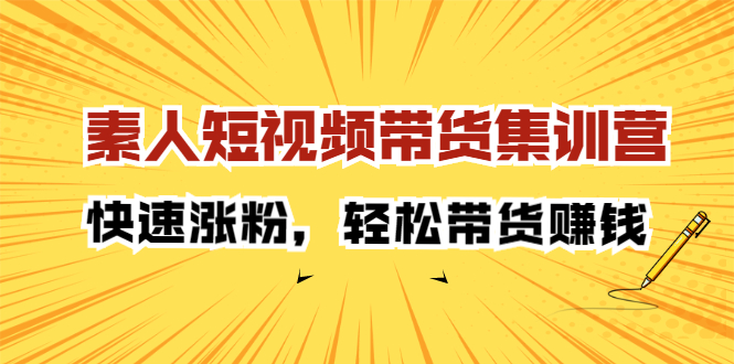 素人短视频带货集训营：快速涨粉，轻松带货赚钱-天天资源网