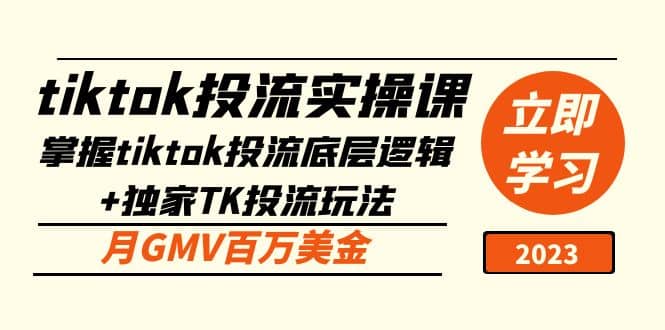 tiktok投流实操课：掌握tiktok投流底层逻辑 独家TK投流玩法-天天资源网