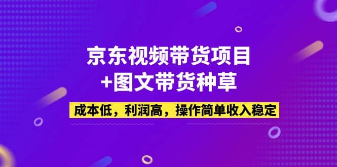 京东视频带货项目 图文带货种草，成本低，利润高，操作简单收入稳定-天天资源网