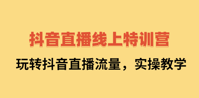 抖音直播线上特训营：玩转抖音直播流量，实操教学-天天资源网