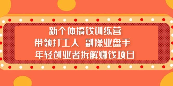 新个体搞钱训练营：带领打工人 副操业盘手 年轻创业者拆解赚钱项目-天天资源网