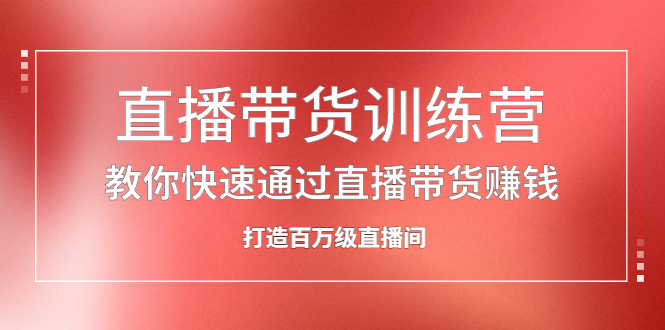 直播带货训练营，教你快速通过直播带货赚钱，打造百万级直播间-天天资源网