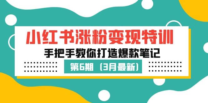 小红书涨粉变现特训·第6期，手把手教你打造爆款笔记（3月新课）-天天资源网