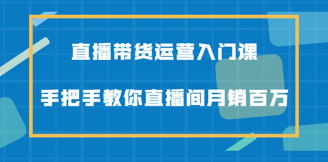 直播带货运营入门课，手把手教你直播间月销百万-天天资源网