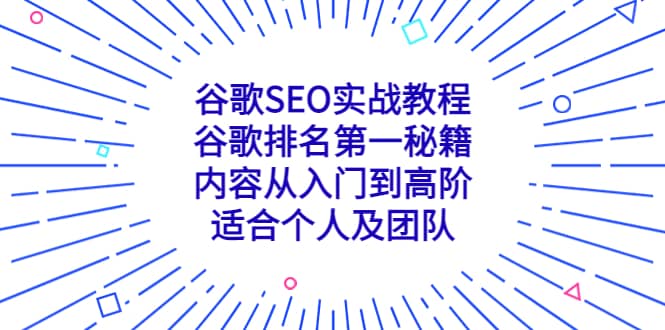 谷歌SEO实战教程：谷歌排名第一秘籍，内容从入门到高阶，适合个人及团队-天天资源网