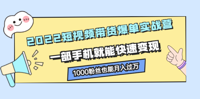 2022短视频带货爆单实战营，一部手机就能快速变现-天天资源网