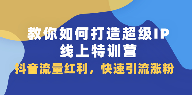 教你如何打造超级IP线上特训营，抖音流量红利新机遇-天天资源网