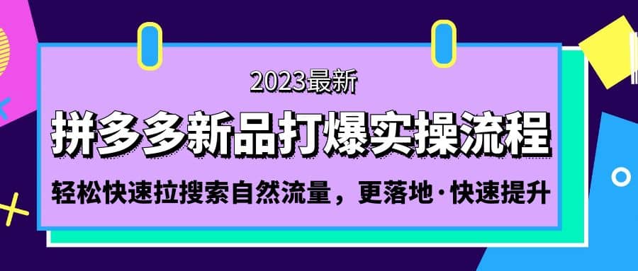 拼多多-新品打爆实操流程：轻松快速拉搜索自然流量，更落地·快速提升-天天资源网