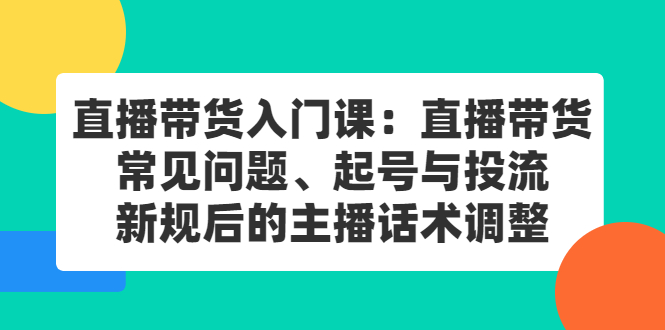 直播带货入门课：直播带货常见问题、起号与投流、新规后的主播话术调整-天天资源网