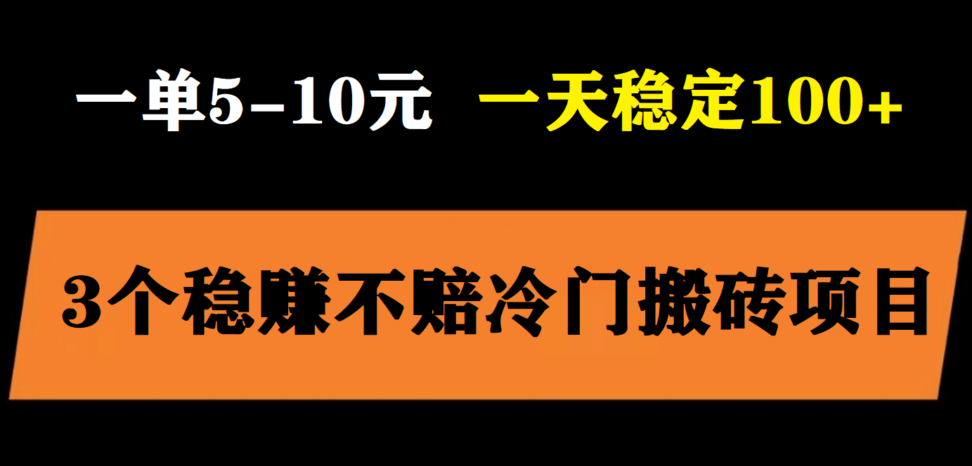 3个最新稳定的冷门搬砖项目，小白无脑照抄当日变现日入过百-天天资源网