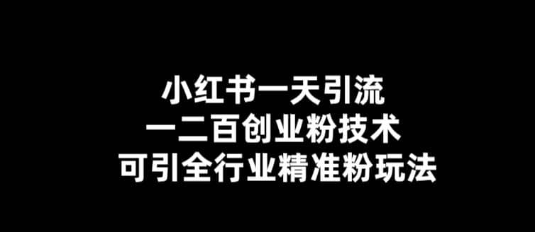 【引流必备】小红书一天引流一二百创业粉技术，可引全行业精准粉玩法-天天资源网