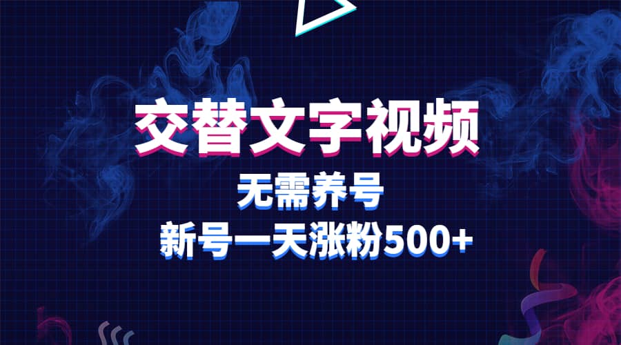 交替文字视频，无需养号，新号一天涨粉500-天天资源网