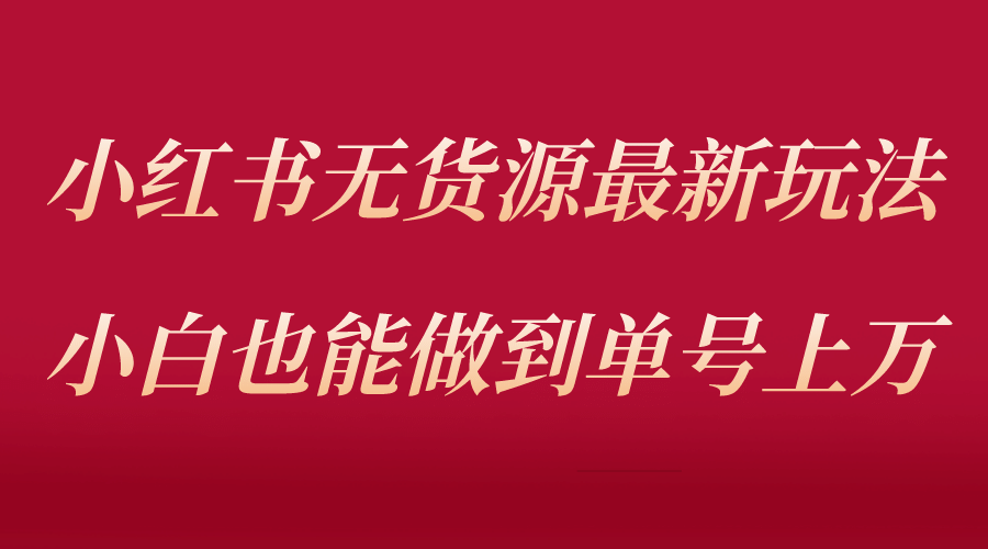 小红书无货源最新螺旋起号玩法，电商小白也能做到单号上万（收费3980）-天天资源网