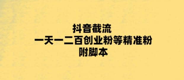 最新抖音截流玩法，一天轻松引流一二百创业精准粉-天天资源网