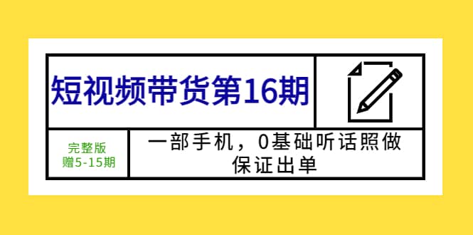 短视频带货第16期：一部手机，0基础听话照做，保证出单-天天资源网