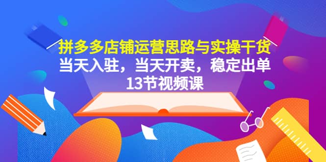 拼多多店铺运营思路与实操干货，当天入驻，当天开卖，稳定出单（13节课）-天天资源网