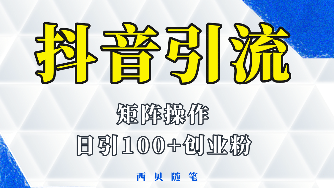 抖音引流术，矩阵操作，一天能引100多创业粉-天天资源网