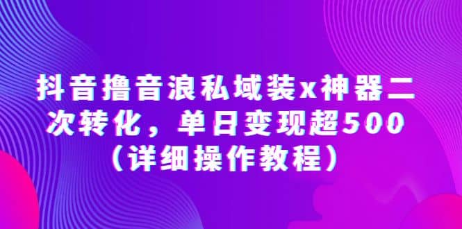 抖音撸音浪私域装x神器二次转化，单日变现超500（详细操作教程）-天天资源网