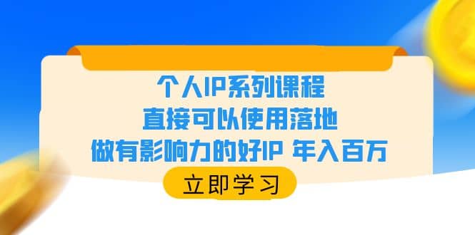 个人IP系列课程，直接可以使用落地，做有影响力的好IP 年入百万-天天资源网